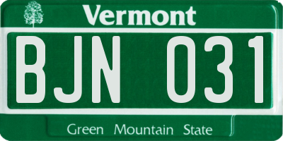 VT license plate BJN031