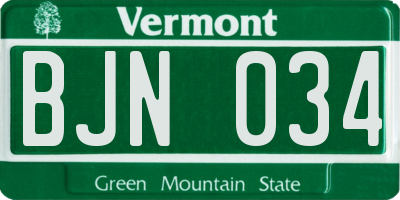 VT license plate BJN034
