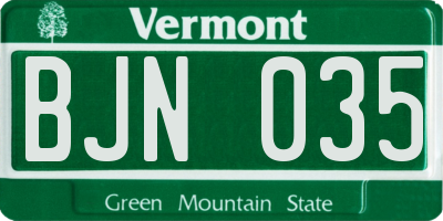 VT license plate BJN035