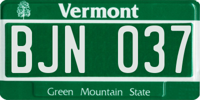 VT license plate BJN037