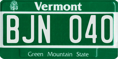 VT license plate BJN040