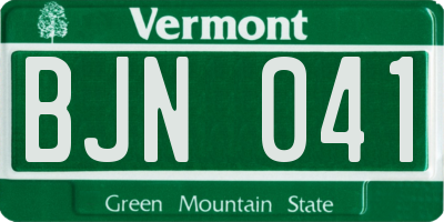 VT license plate BJN041