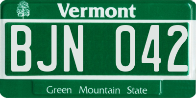 VT license plate BJN042