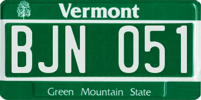 VT license plate BJN051