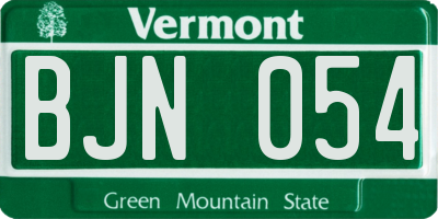 VT license plate BJN054
