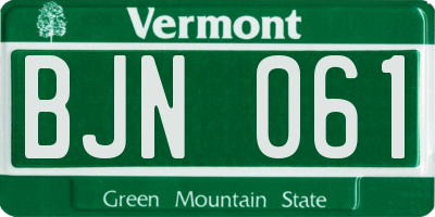 VT license plate BJN061