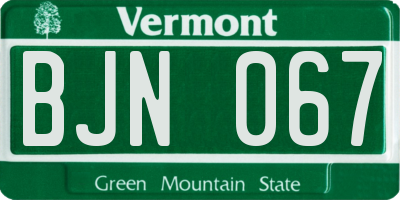 VT license plate BJN067