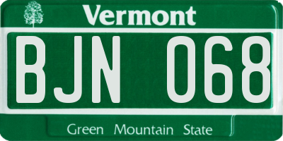 VT license plate BJN068