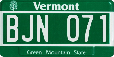 VT license plate BJN071