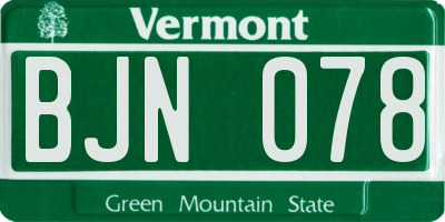 VT license plate BJN078