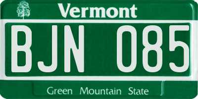 VT license plate BJN085