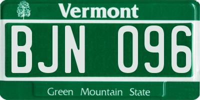 VT license plate BJN096