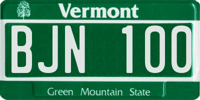 VT license plate BJN100