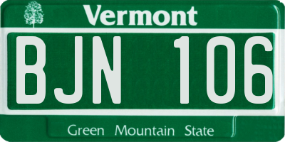 VT license plate BJN106