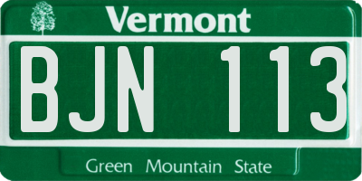 VT license plate BJN113
