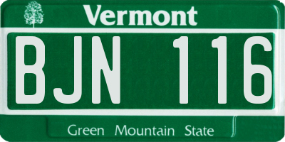 VT license plate BJN116