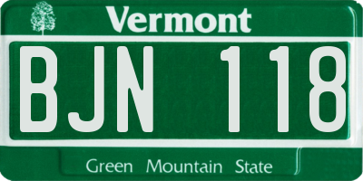 VT license plate BJN118