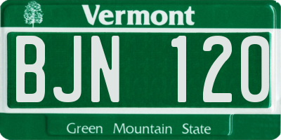 VT license plate BJN120