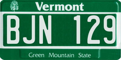 VT license plate BJN129