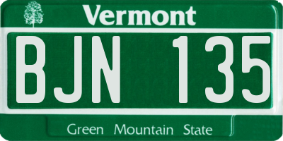 VT license plate BJN135