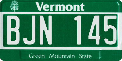 VT license plate BJN145