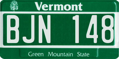 VT license plate BJN148