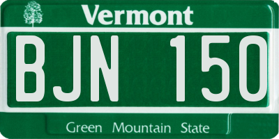 VT license plate BJN150