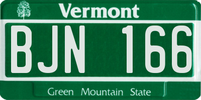 VT license plate BJN166