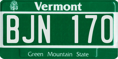 VT license plate BJN170
