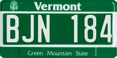 VT license plate BJN184