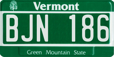 VT license plate BJN186