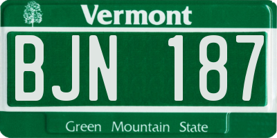 VT license plate BJN187
