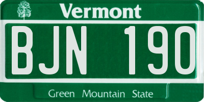 VT license plate BJN190