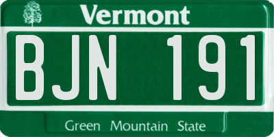 VT license plate BJN191