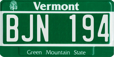 VT license plate BJN194