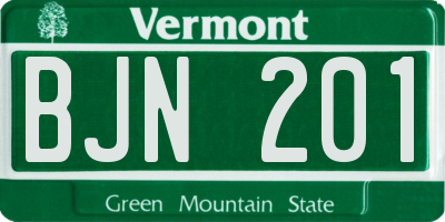 VT license plate BJN201