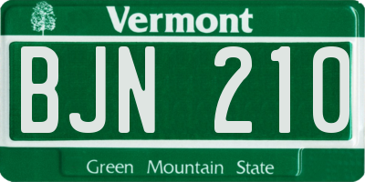 VT license plate BJN210