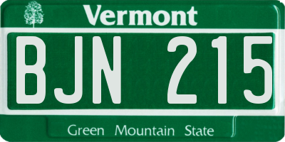 VT license plate BJN215