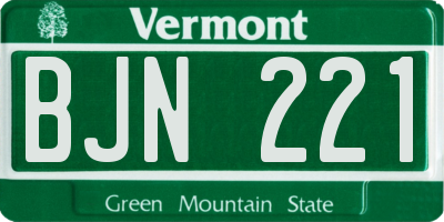 VT license plate BJN221