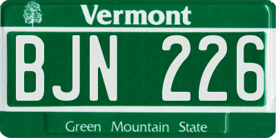 VT license plate BJN226