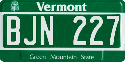 VT license plate BJN227