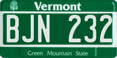 VT license plate BJN232
