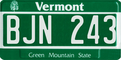VT license plate BJN243
