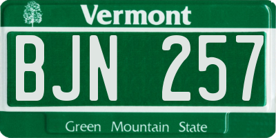VT license plate BJN257