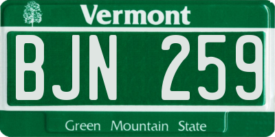 VT license plate BJN259