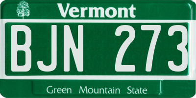VT license plate BJN273