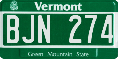 VT license plate BJN274