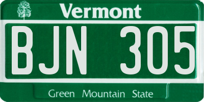 VT license plate BJN305