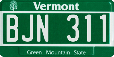 VT license plate BJN311