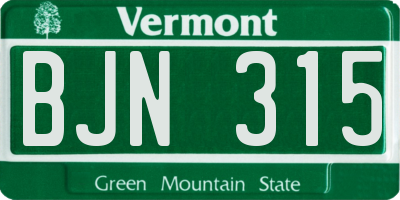 VT license plate BJN315